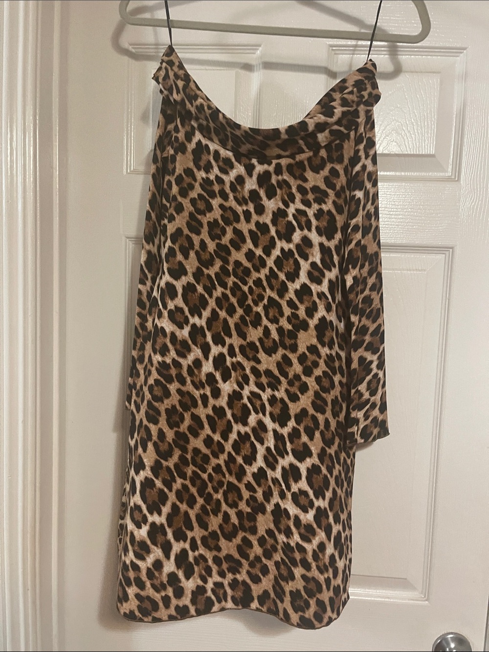 Mango One-Shoulder Leopard Print Slip Dress - Brown & Black